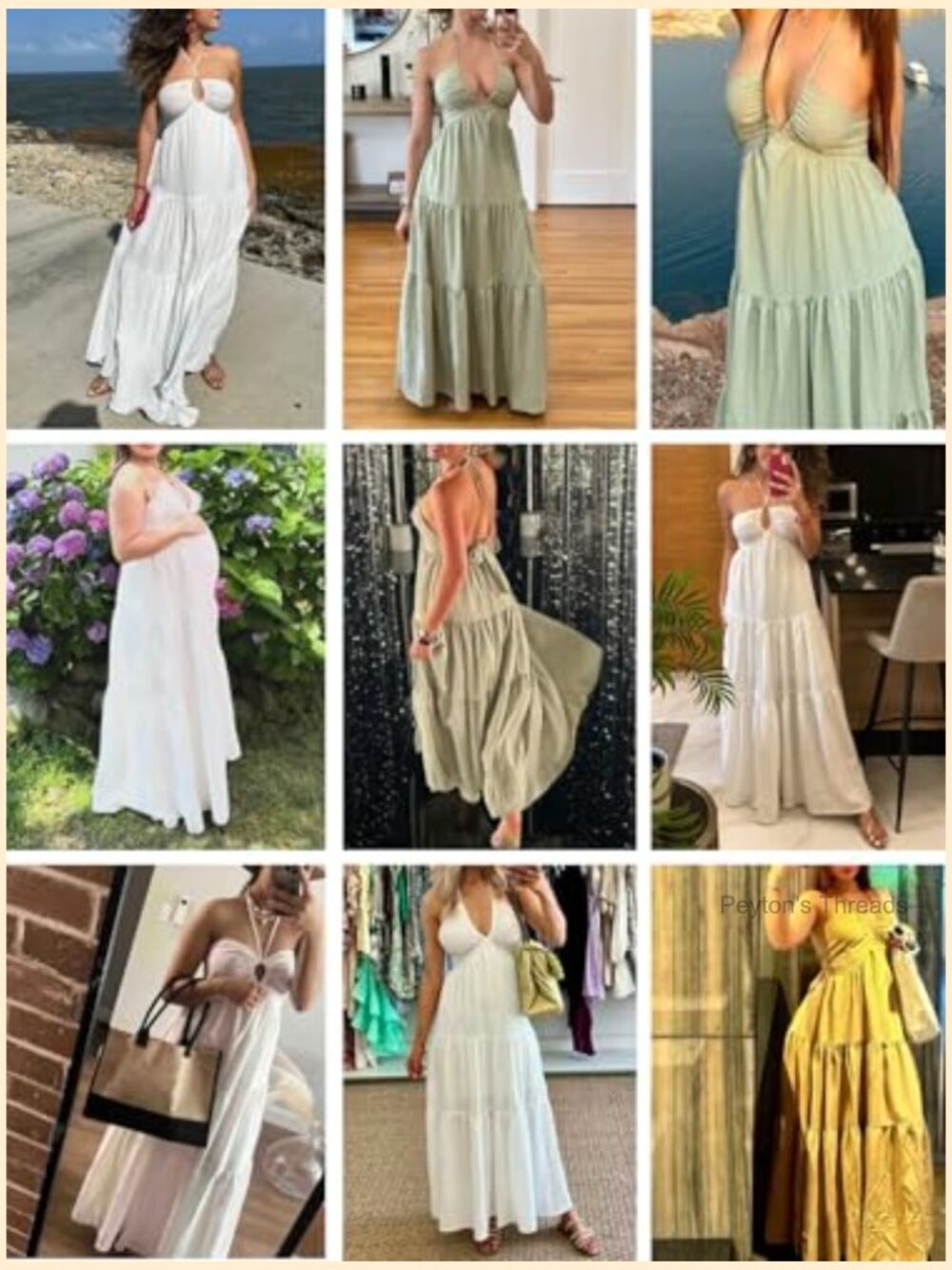Maxi Summer Dress Halter V Neck A-Line Casual Beach Vacation - Picture 7 of 7